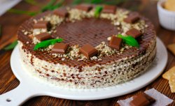 Wafer cake with chocolate  and nuts
